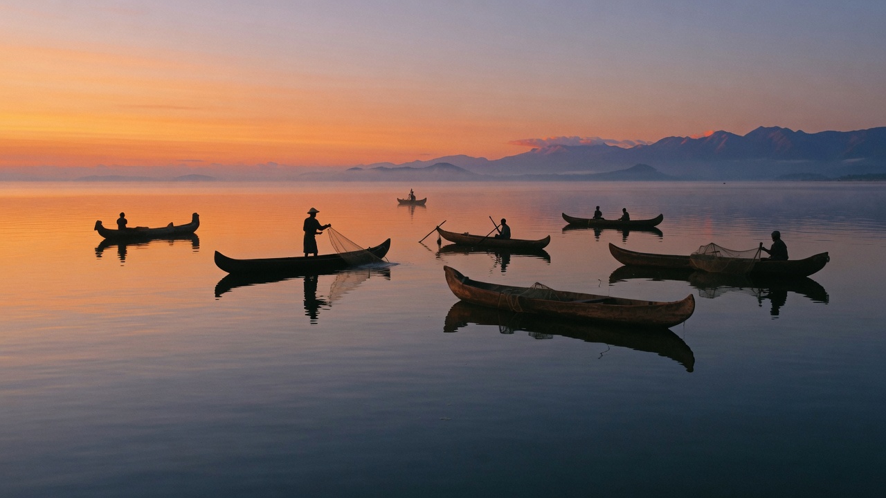 Lake Malawi fishermen — Dawn catch of chambo and usipa