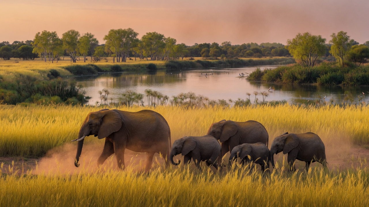 Liwonde National Park — Machinga · elephants along the Shire